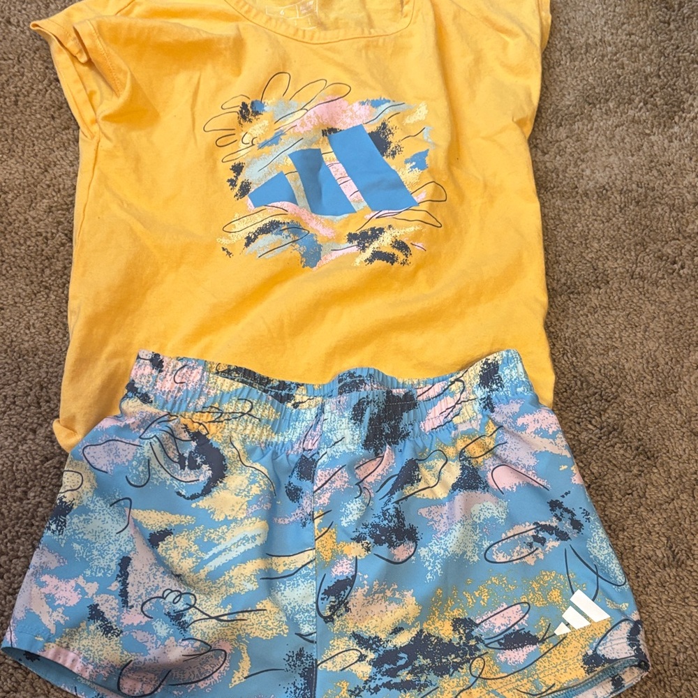 adidas Kids Matching Set in Yellow and Blue